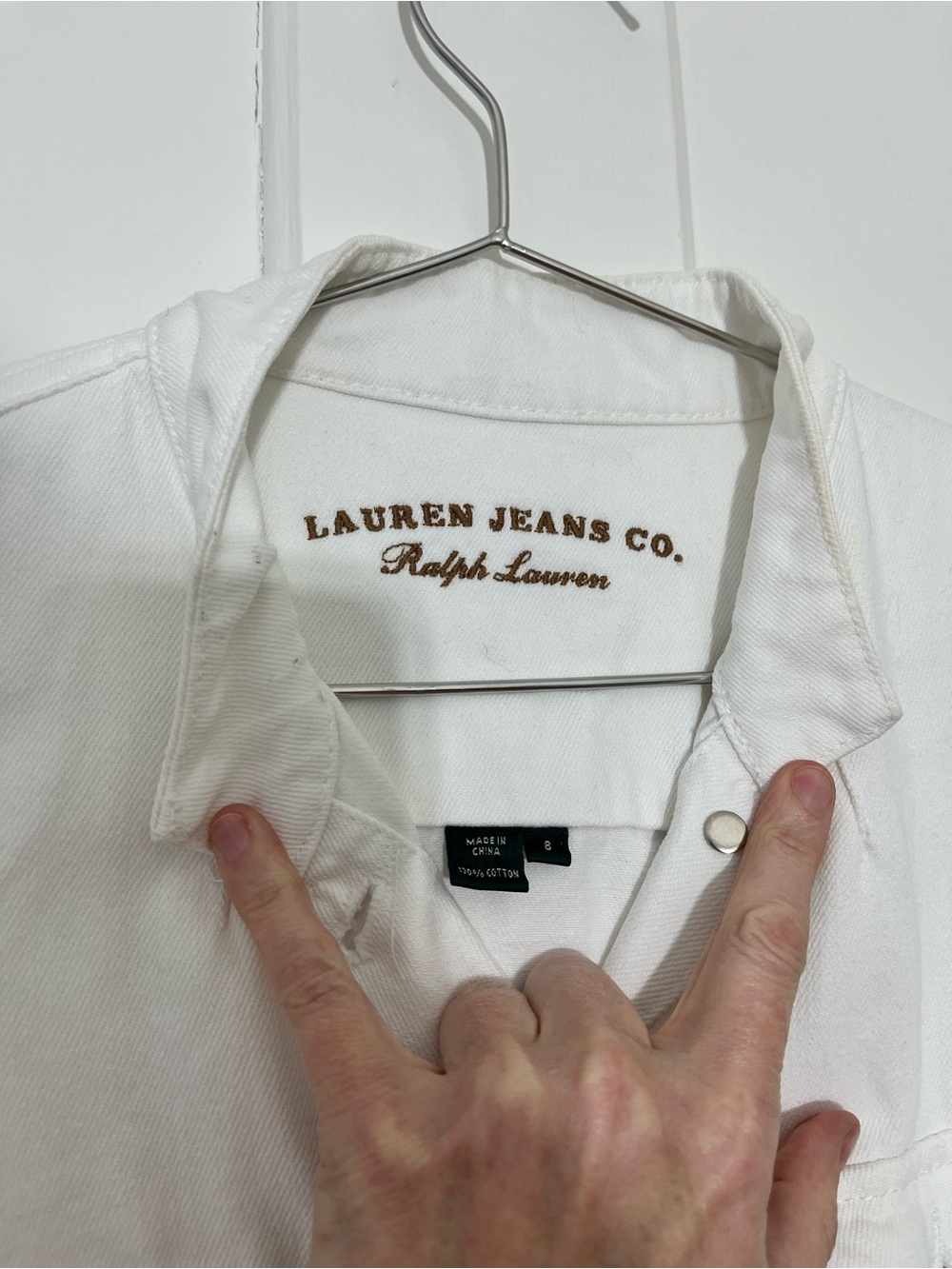 Lauren Ralph Lauren Denim Trucker Dress NWT White Sleeveless Button Front Size 8 - Picture 9 of 12